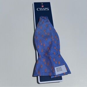 Chaps Tropical Blue Fish 100% Silk Bow Tie with Red Pattern